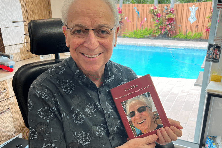 Richard Bassin with his LifeBook Memoirs private autobiography, Fox Tales.